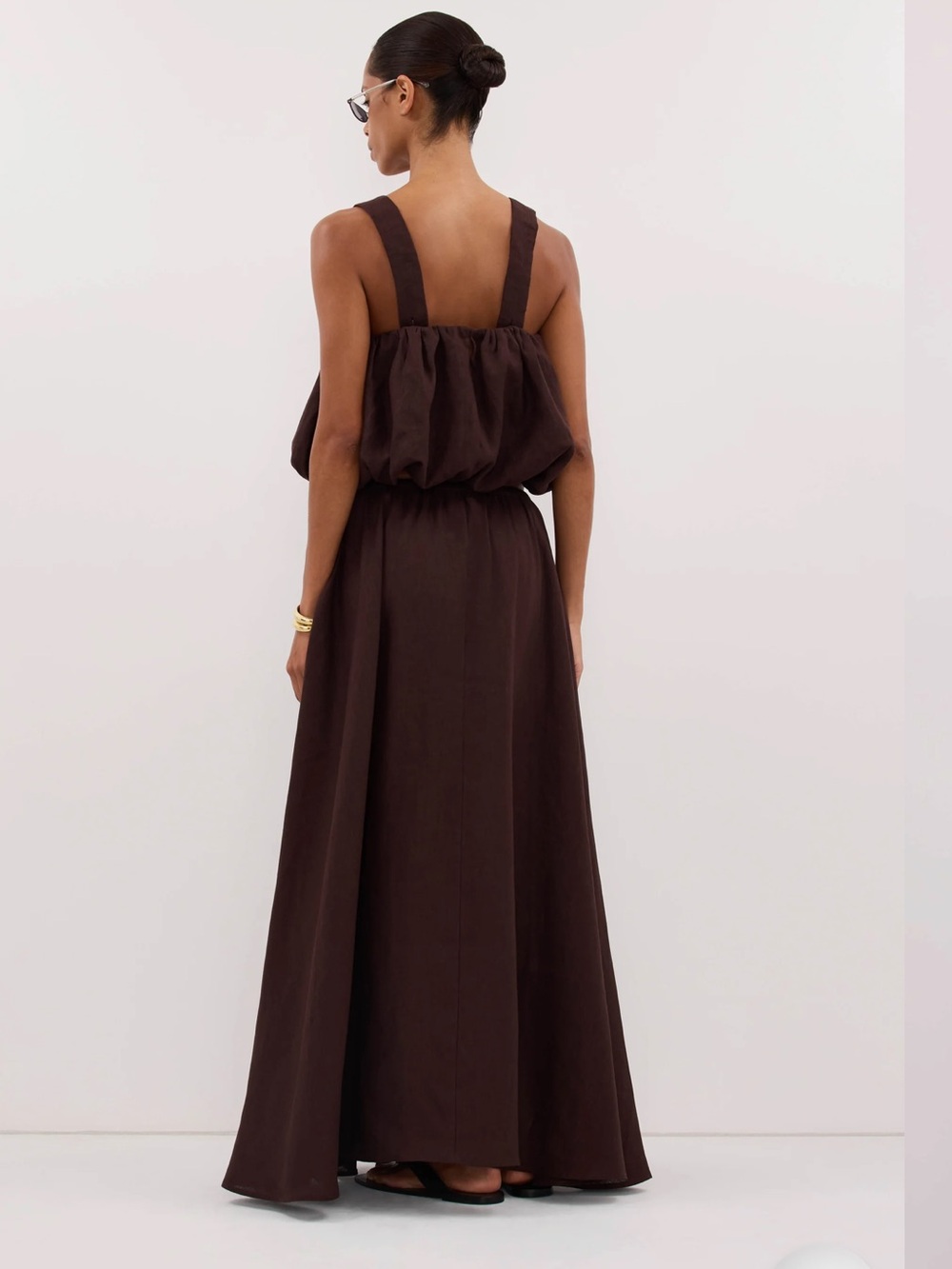 NWT!!!DISSH Dark Brown Ravello burnt choc linen bubble top - 6 / burnt choc - Picture 4 of 6